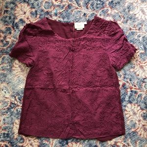 Anthropologie maroon short sleeve top